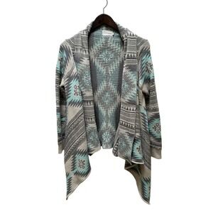 Dreamers Open Front‎ Cardigan Sweater Aztec Print Small/Medium Boho Chic
